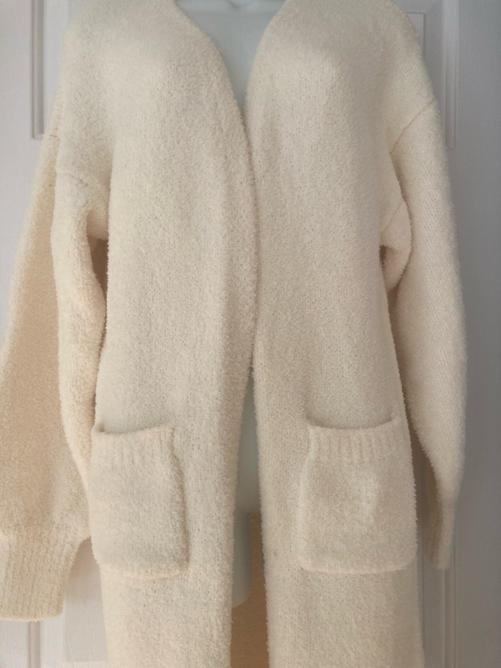 Fashion Nova Cream Longline Open Cardigan with Pockets - Picture 2 of 6